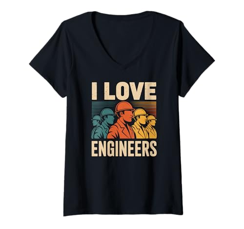 Damen Ich Liebe Ingenieure, Wertschätzung, Innovation T-Shirt mit V-Ausschnitt Damen Ich Liebe Ingenieure, Wertschätzung, Innovation T-Shirt mit V-Ausschnitt von Engineering Enthusiasts Hardhat Pride