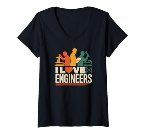 Damen Ich Liebe Ingenieure feiern Talent und Kreativität T-Shirt mit V-Ausschnitt Damen Ich Liebe Ingenieure feiern Talent und Kreativität T-Shirt mit V-Ausschnitt von Engineering Enthusiasts Passionate Innovators