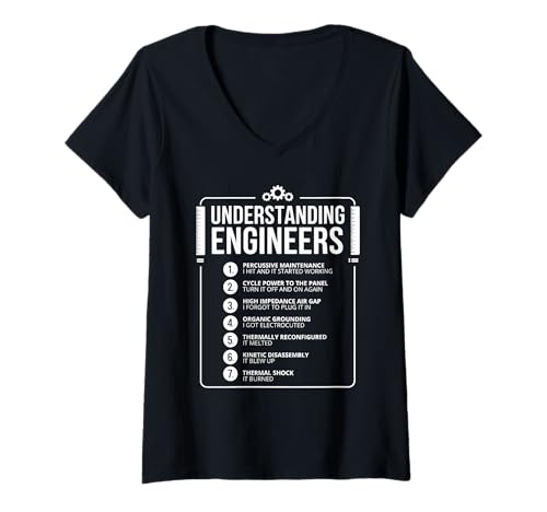 Damen Understanding Engineers Lustige Ingenieur Begriffe STEM T-Shirt mit V-Ausschnitt Damen Understanding Engineers Lustige Ingenieur Begriffe STEM T-Shirt mit V-Ausschnitt von Engineering Nerd Jargon Lachen STEM Tech Kultur