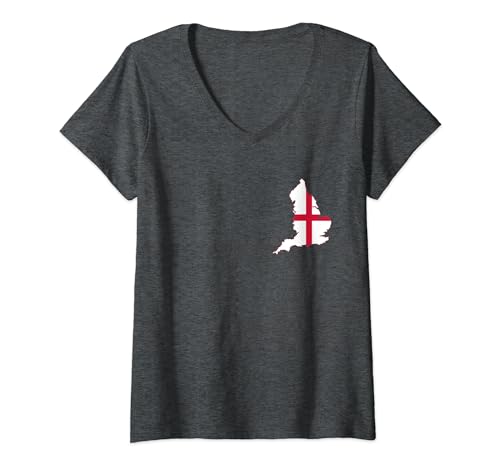 Damen England Flagge Herren England Flag Damen Kinder England T-Shirt mit V-Ausschnitt von England Fahne Frauen England Deko Männer Outfit