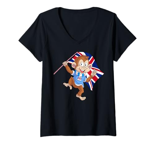 Damen England AFFE Fans T-Shirt mit V-Ausschnitt Damen England AFFE Fans T-Shirt mit V-Ausschnitt von England Fans