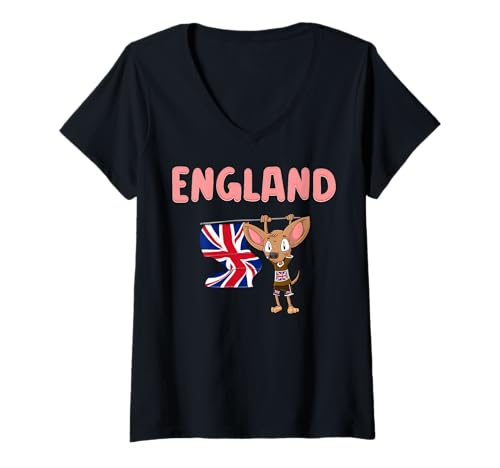 Damen England Chihuahuas Fans T-Shirt mit V-Ausschnitt Damen England Chihuahuas Fans T-Shirt mit V-Ausschnitt von England Fans
