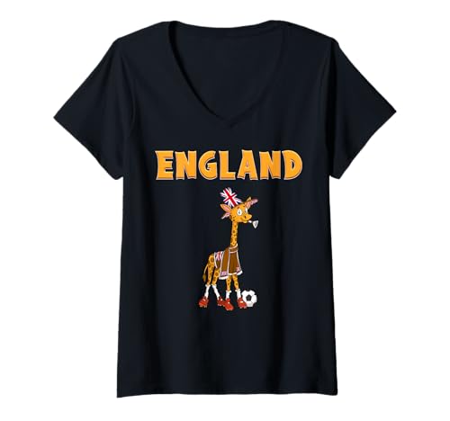 Damen England Fan / Engländer Giraffen T-Shirt mit V-Ausschnitt Damen England Fan / Engländer Giraffen T-Shirt mit V-Ausschnitt von England Fans