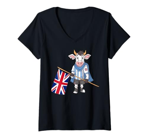 Damen England Kuh Fans T-Shirt mit V-Ausschnitt Damen England Kuh Fans T-Shirt mit V-Ausschnitt von England Fans