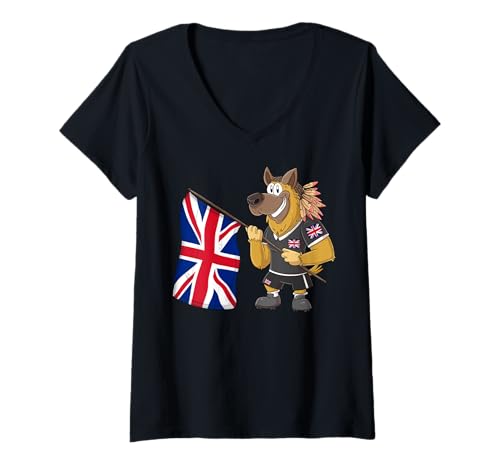 Damen England Rasta Hund T-Shirt mit V-Ausschnitt Damen England Rasta Hund T-Shirt mit V-Ausschnitt von England Fans