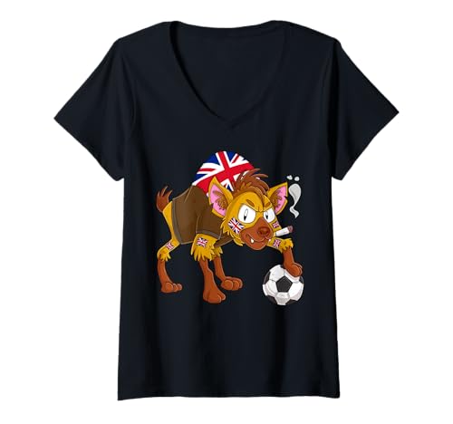 Damen Hyäne Fan England T-Shirt mit V-Ausschnitt Damen Hyäne Fan England T-Shirt mit V-Ausschnitt von England Fans