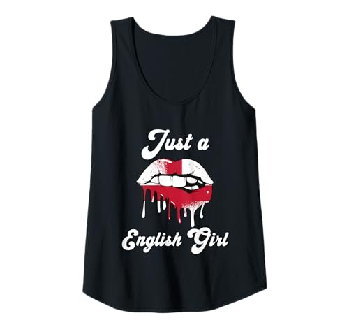 Damen Just A English Girl Lips England Flagge Wurzeln Großbritannien Tank Top von England Flag UK English Roots Great Britain