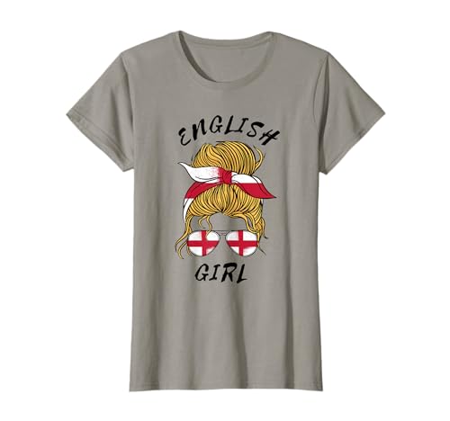 Messy Bun Englisches Mädchen Starke Engländerin Britain Roots T-Shirt Messy Bun Englisches Mädchen Starke Engländerin Britain Roots T-Shirt von England Flag UK English Roots Great Britain