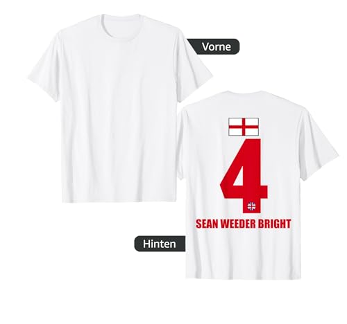 England Sauf Trikot Herren Sean Weeder Bright Saufnamen T-Shirt von England Sauf Trikot - England Trikot Merch