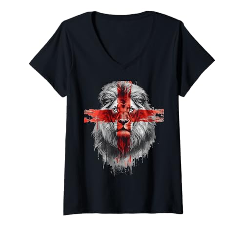 Damen Proud to Be English Grunge Englische Flagge Patriot Mums Dads T-Shirt mit V-Ausschnitt Damen Proud to Be English Grunge Englische Flagge Patriot Mums Dads T-Shirt mit V-Ausschnitt von England UK English Flag Celebrate British Boys Men