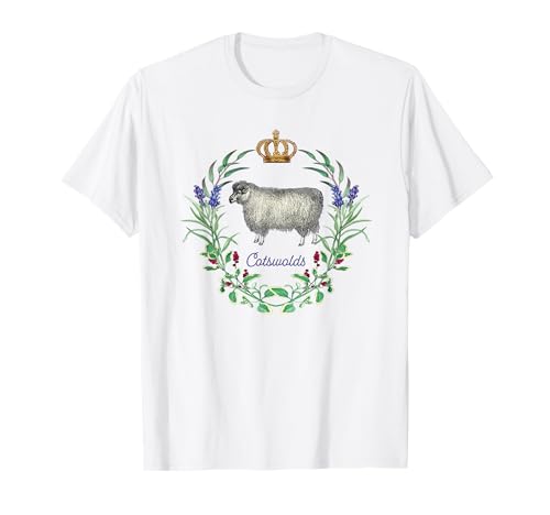 The Cotswolds England UK Schaf Lavendel Damen Gärtner T-Shirt von England Walkers Ramblers Hikers Apparel & Decor