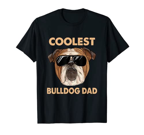 Herren Bulldogge Mit Sonnenbrille Coolest Bulldog Dad Buldoggen T-Shirt von Englische Bulldogen Papa Geschenke Bulldoggenpapa