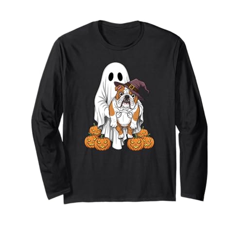 Ghost Englische Bulldogge Kürbis Halloween Kinder Herren Damen Langarmshirt Ghost Englische Bulldogge Kürbis Halloween Kinder Herren Damen Langarmshirt von English Bulldog Cute Halloween Outfits Boy Girl
