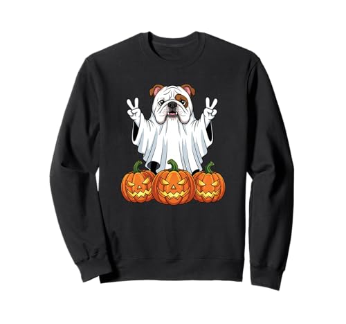 Englische Bulldogge Geist Kürbis Boo Halloween Kinder Herren Damen Sweatshirt von English Bulldog Halloween Ghost Pumpkin Outfits