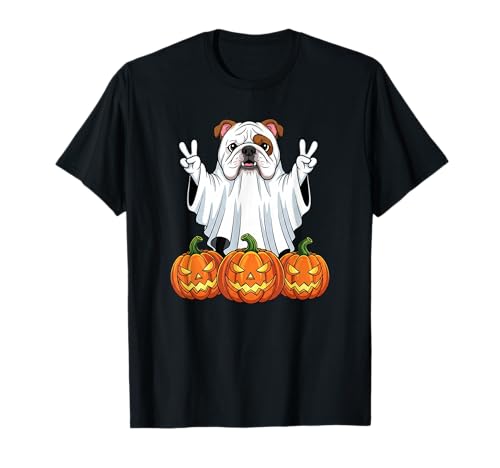 Englische Bulldogge Geist Kürbis Boo Halloween Kinder Herren Damen T-Shirt von English Bulldog Halloween Ghost Pumpkin Outfits