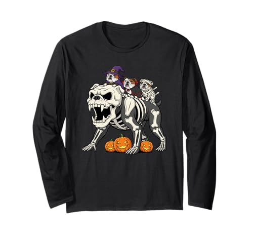 Englische Bulldogge Skelett Mama Hexe Halloween Herren Damen Langarmshirt Englische Bulldogge Skelett Mama Hexe Halloween Herren Damen Langarmshirt von English Bulldog Lovers Halloween Outfits Boy Girl