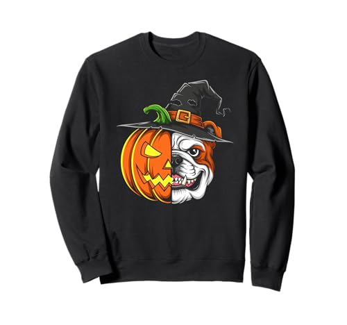 Englische Bulldogge Kürbis Jack O Laterne Halloween Herren Damen Sweatshirt von English Bulldog Lovers Halloween Pumpkin Outfits