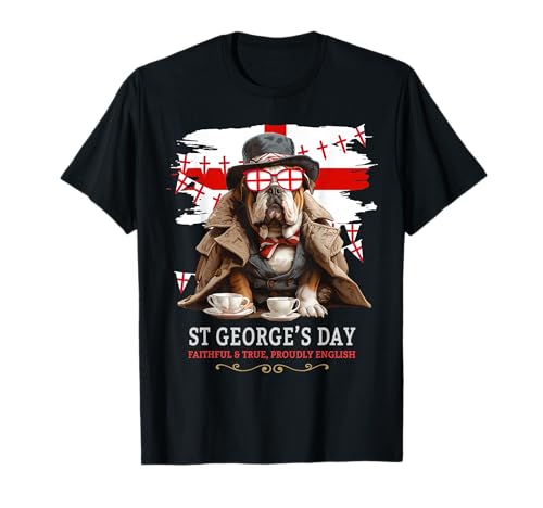 St. Georges Day Britische Bulldogge Idee für Frauen und englische Flagge T-Shirt von English Bulldog Themed Accessories Ideas For Kids