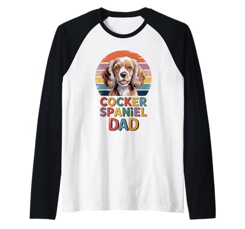 Herren Retro Sunset Cocker Spaniel Dad Raglan von English Cocker Spaniel Lover Gifts