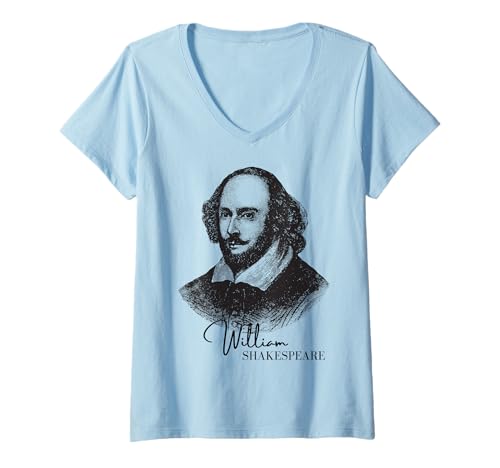 Damen Klassische William Shakespeare Portrait Literary Fans Lehrer T-Shirt mit V-Ausschnitt Damen Klassische William Shakespeare Portrait Literary Fans Lehrer T-Shirt mit V-Ausschnitt von English Majors Students of English Literature Men