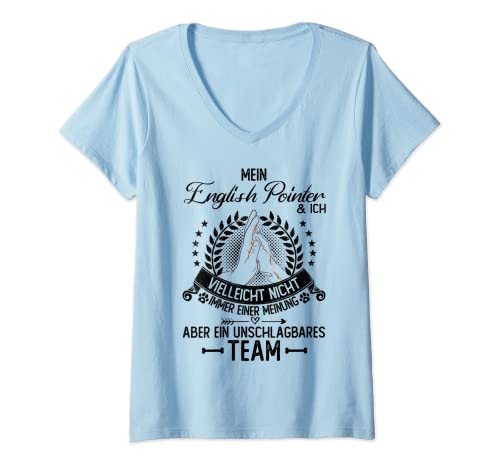 Damen English Pointer | nicht immer einer Meinung | Hund & Hunde T-Shirt mit V-Ausschnitt von English Pointer Geschenke & Gassi Outfit