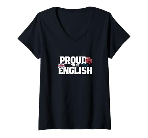Damen Proud to Be English Heritage T-Shirt mit V-Ausschnitt von English Pride Heritage
