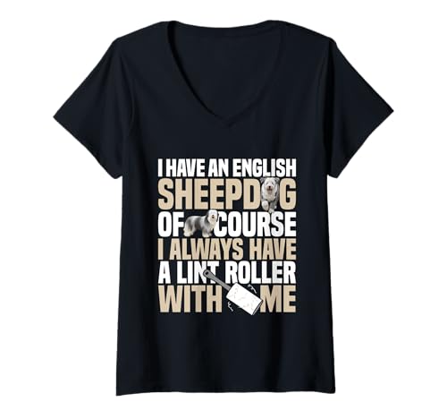 Damen Englischer Schäferhund Besitzer Pet Lint Roller Englischer Schäferhund T-Shirt mit V-Ausschnitt Damen Englischer Schäferhund Besitzer Pet Lint Roller Englischer Schäferhund T-Shirt mit V-Ausschnitt von English Sheepdog Clothing For Dog Enthusiast