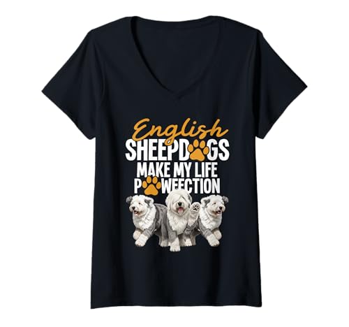 Damen Englischer Schäferhund Besitzer Welpe Pawfection Englischer Schäferhund T-Shirt mit V-Ausschnitt Damen Englischer Schäferhund Besitzer Welpe Pawfection Englischer Schäferhund T-Shirt mit V-Ausschnitt von English Sheepdog Clothing For Dog Enthusiast