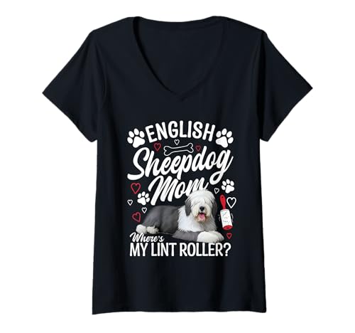 Damen Englischer Schäferhund Mama Mama Wo ist Mein englischer Schäferhund T-Shirt mit V-Ausschnitt Damen Englischer Schäferhund Mama Mama Wo ist Mein englischer Schäferhund T-Shirt mit V-Ausschnitt von English Sheepdog Clothing For Dog Enthusiast