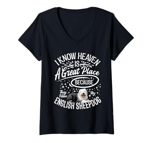 Damen Englischer Schäferhundebesitzer Hundebesitzer Heaven English Sheepdog T-Shirt mit V-Ausschnitt Damen Englischer Schäferhundebesitzer Hundebesitzer Heaven English Sheepdog T-Shirt mit V-Ausschnitt von English Sheepdog Clothing For Dog Enthusiast