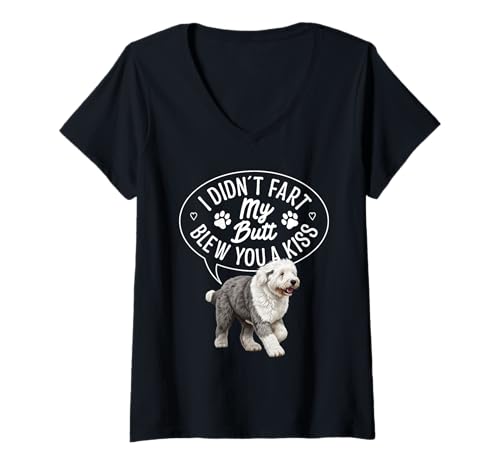 Damen Englischer Schäferhundebesitzer Pet Lover Butt Blow Englischer Schäferhund T-Shirt mit V-Ausschnitt Damen Englischer Schäferhundebesitzer Pet Lover Butt Blow Englischer Schäferhund T-Shirt mit V-Ausschnitt von English Sheepdog Clothing For Dog Enthusiast