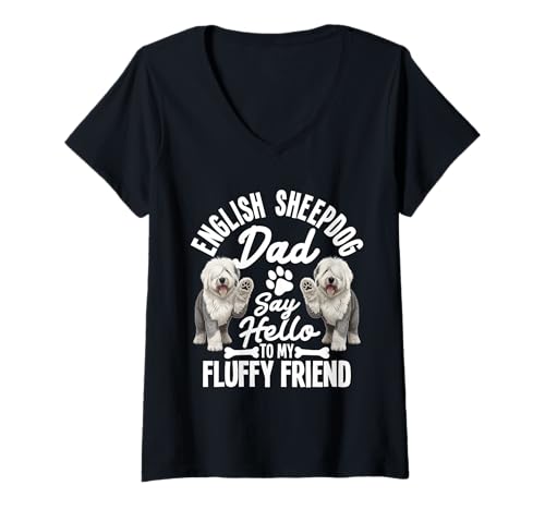 Damen Englischer Schäferhundebesitzer Puppy Lover Fluffy English Sheepdog T-Shirt mit V-Ausschnitt Damen Englischer Schäferhundebesitzer Puppy Lover Fluffy English Sheepdog T-Shirt mit V-Ausschnitt von English Sheepdog Clothing For Dog Enthusiast