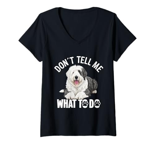 Damen Hundeliebhaber Englischer Schäferhund Welpe Tell Me English Sheepdog T-Shirt mit V-Ausschnitt Damen Hundeliebhaber Englischer Schäferhund Welpe Tell Me English Sheepdog T-Shirt mit V-Ausschnitt von English Sheepdog Clothing For Dog Enthusiast