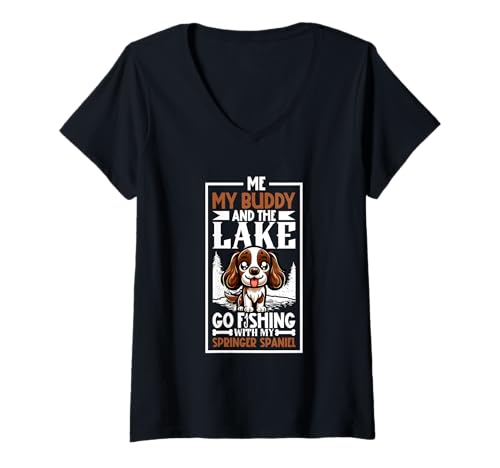 Damen Angeln und English Springer Spaniel T-Shirt mit V-Ausschnitt Damen Angeln und English Springer Spaniel T-Shirt mit V-Ausschnitt von English Springer Spaniel Designs