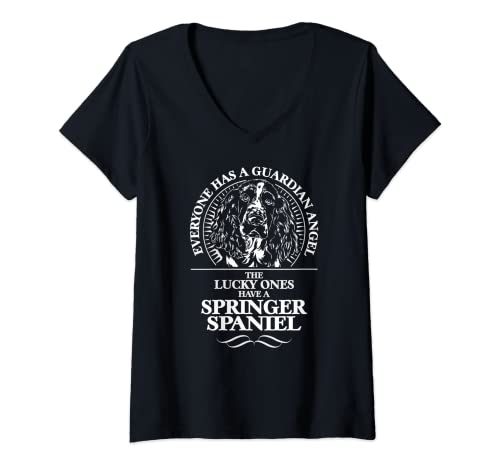 Damen English Springer Spaniel T-Shirt Schutzengel Geschenk T-Shirt mit V-Ausschnitt Damen English Springer Spaniel T-Shirt Schutzengel Geschenk T-Shirt mit V-Ausschnitt von English Springer Spaniel Fan Shirt