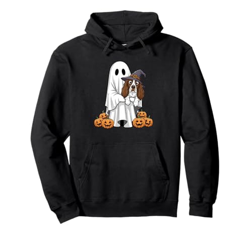 Ghost English Springer Spaniel Kürbis Halloween Herren Damen Pullover Hoodie von English Springer Spaniel Halloween Outfit Boy Girl
