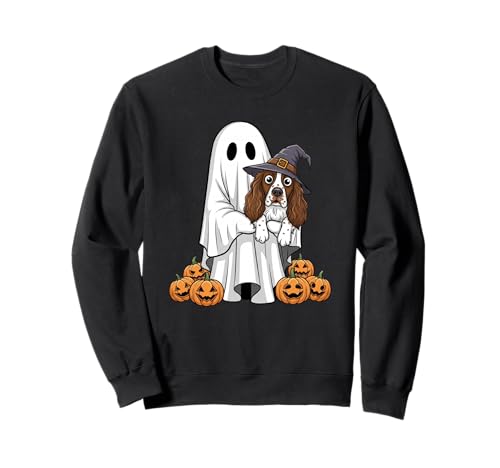 Ghost English Springer Spaniel Kürbis Halloween Herren Damen Sweatshirt von English Springer Spaniel Halloween Outfit Boy Girl