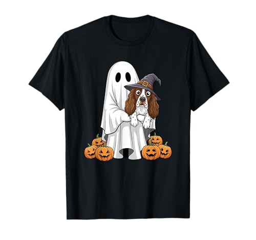 Ghost English Springer Spaniel Kürbis Halloween Herren Damen T-Shirt von English Springer Spaniel Halloween Outfit Boy Girl