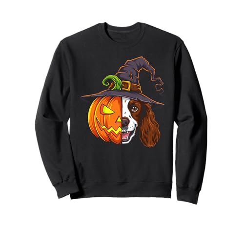 Englischer Springer Spaniel Kürbis Halloween Kinder Herren Damen Sweatshirt von English Springer Spaniel Halloween Pumpkin Outfits