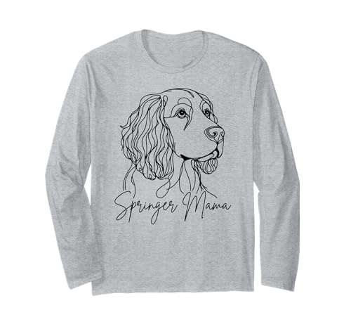 Englischer Springspaniel Mama Springer Mama Line Art Artistic Langarmshirt von English Springer Spaniel Lover Funny Gift Design