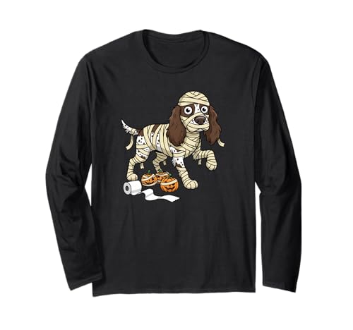 English Springer Spaniel Mummy Kürbis Halloween Herren Damen Langarmshirt von English Springer Spaniel Lovers Halloween Outfits