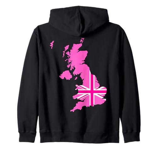 Pink Britische Flagge Union Kingdom Karte in Pink für Damen UK Kapuzenjacke Pink Britische Flagge Union Kingdom Karte in Pink für Damen UK Kapuzenjacke von English Women Unite Celebrate British Ladies Pink