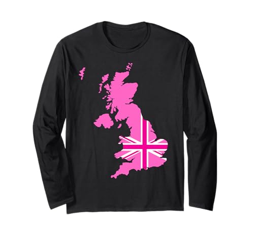 Pink Britische Flagge Union Kingdom Karte in Pink für Damen UK Langarmshirt Pink Britische Flagge Union Kingdom Karte in Pink für Damen UK Langarmshirt von English Women Unite Celebrate British Ladies Pink