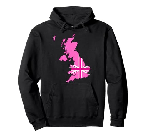 Pink Britische Flagge Union Kingdom Karte in Pink für Damen UK Pullover Hoodie Pink Britische Flagge Union Kingdom Karte in Pink für Damen UK Pullover Hoodie von English Women Unite Celebrate British Ladies Pink