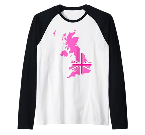 Pink Britische Flagge Union Kingdom Karte in Pink für Damen UK Raglan Pink Britische Flagge Union Kingdom Karte in Pink für Damen UK Raglan von English Women Unite Celebrate British Ladies Pink