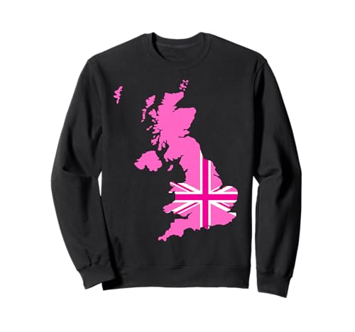 Pink Britische Flagge Union Kingdom Karte in Pink für Damen UK Sweatshirt Pink Britische Flagge Union Kingdom Karte in Pink für Damen UK Sweatshirt von English Women Unite Celebrate British Ladies Pink