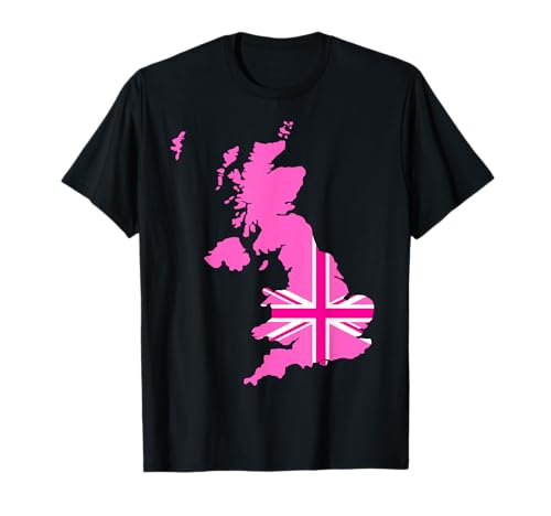 Pink Britische Flagge Union Kingdom Karte in Pink für Damen UK T-Shirt Pink Britische Flagge Union Kingdom Karte in Pink für Damen UK T-Shirt von English Women Unite Celebrate British Ladies Pink