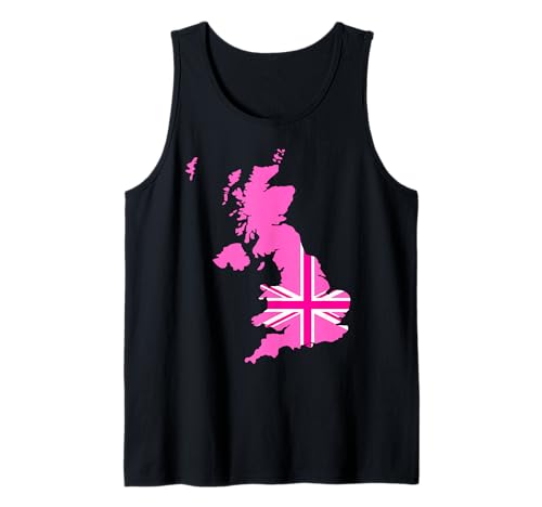 Pink Britische Flagge Union Kingdom Karte in Pink für Damen UK Tank Top Pink Britische Flagge Union Kingdom Karte in Pink für Damen UK Tank Top von English Women Unite Celebrate British Ladies Pink