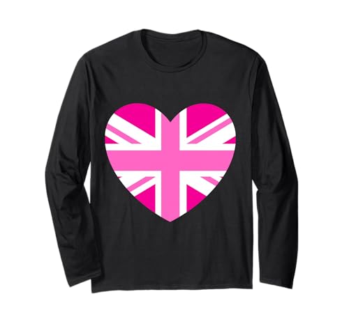 Rosa Britische Flagge Union Jack Herz Rosa Mädchen Damen Frauen Langarmshirt Rosa Britische Flagge Union Jack Herz Rosa Mädchen Damen Frauen Langarmshirt von English Women Unite Celebrate British Ladies Pink