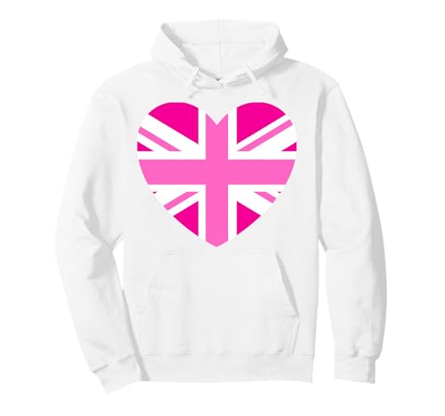 Rosa Britische Flagge Union Jack Herz Rosa Mädchen Damen Frauen Pullover Hoodie Rosa Britische Flagge Union Jack Herz Rosa Mädchen Damen Frauen Pullover Hoodie von English Women Unite Celebrate British Ladies Pink